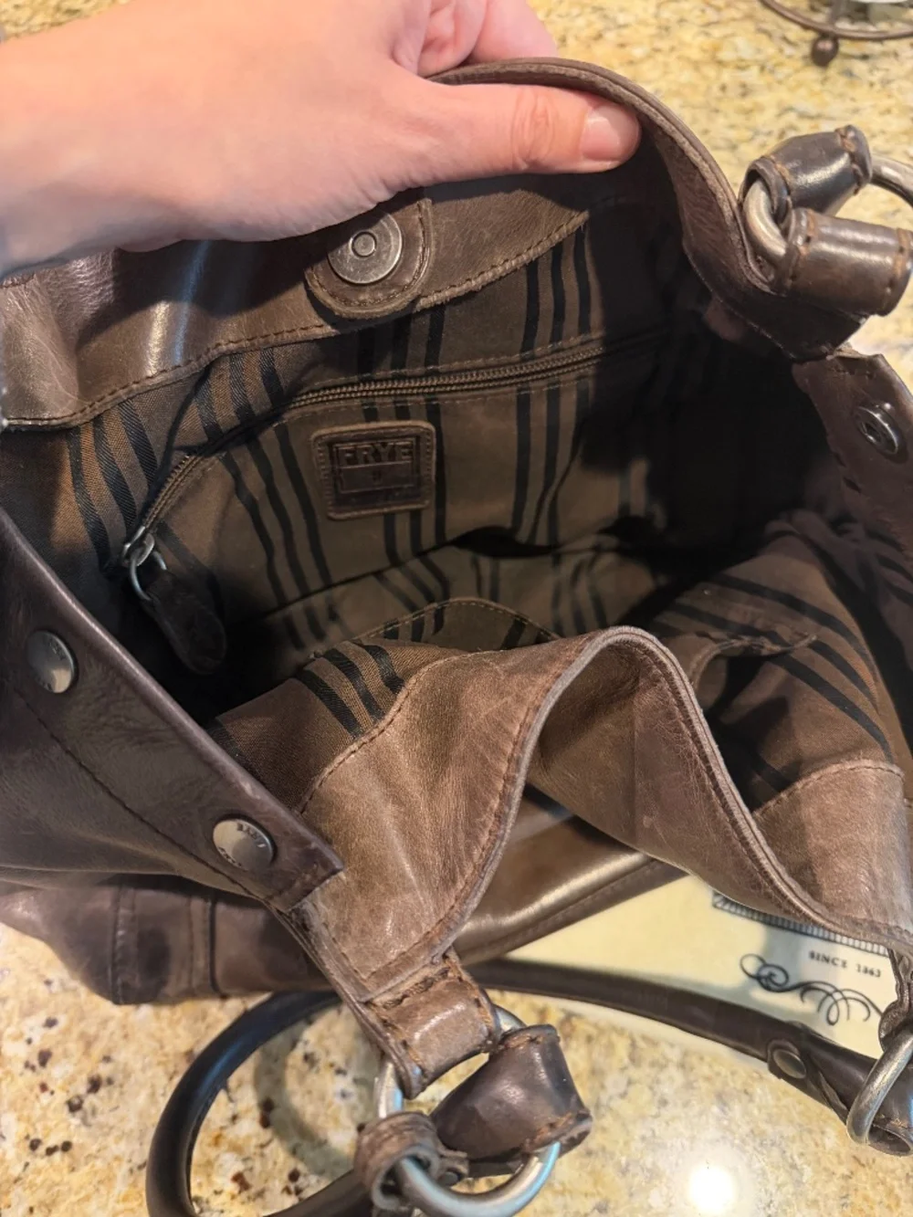 Frye Distressed Leather Hobo Shoulder Bag – Brown w/ Dust Bag